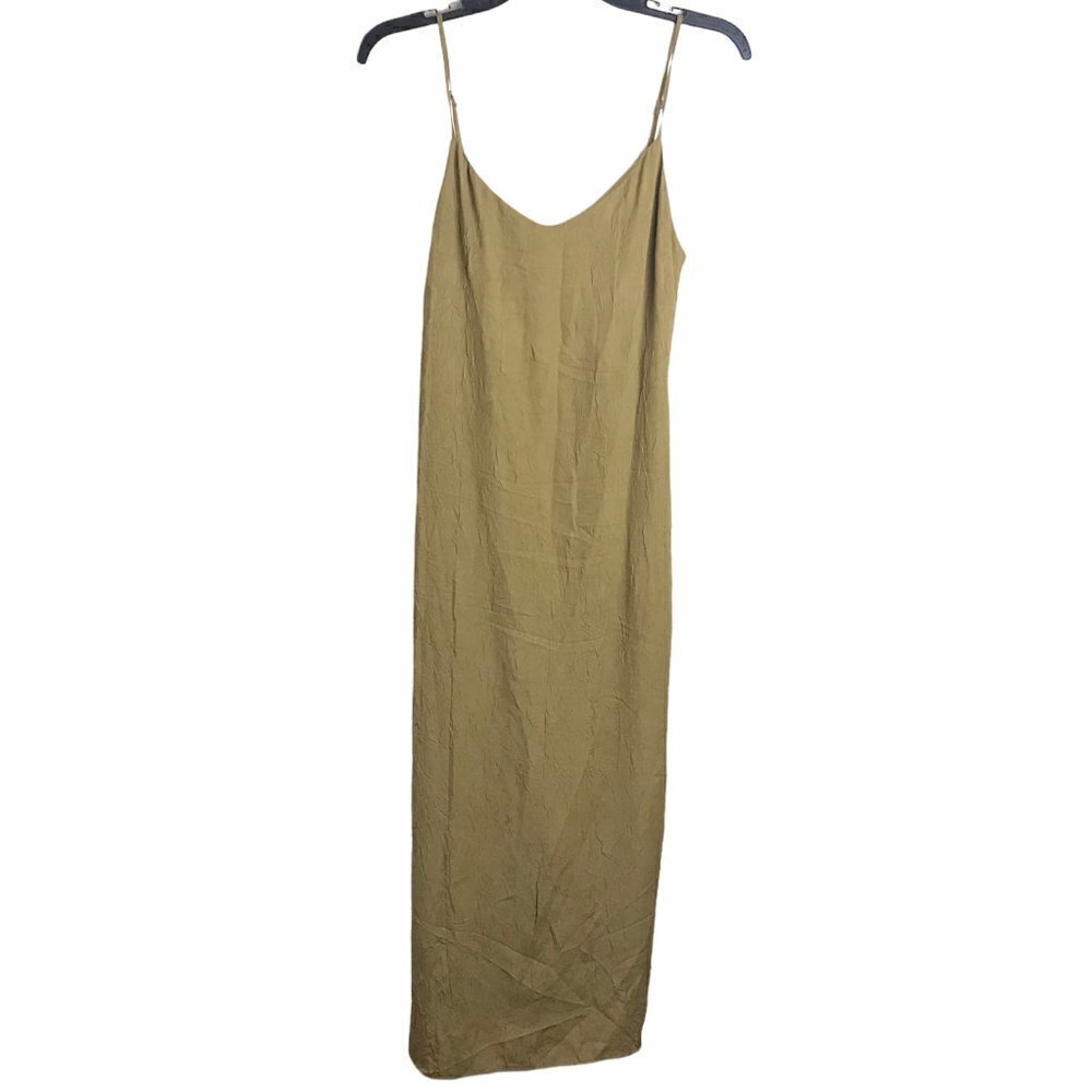 NWT - ZARA - Spaghetti Straps Pale Gold Embossed Long Dress